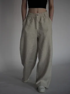 Брюки льняные палаццо широкие на резинке Check look 434890654 купить за 5 389 ₽ в интернет‑магазине Wildberries
